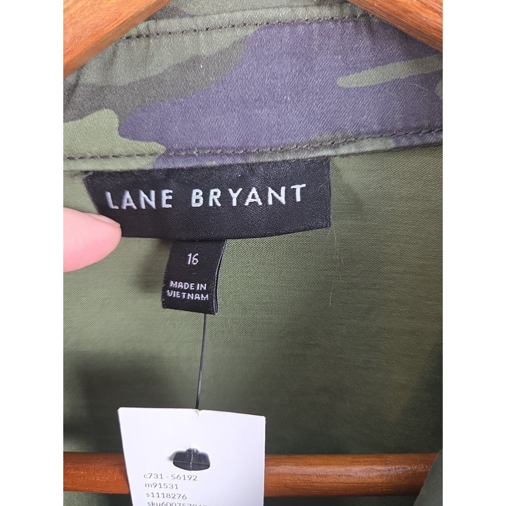 Lane Bryant Field Utility Green Blue Camo Jacket Womens 16 Fitted Grunge NEW - Picture 12 of 13